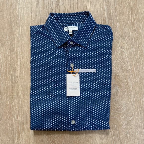 Peter Millar Other - Peter Millar Crown Sport Summer Comfort Blue Button Down Mens Size M NWT $160